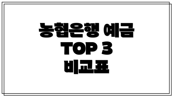 농협은행 예금 TOP 3 비교표