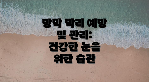 망막 박리 예방 및 관리: 건강한 눈을 위한 습관