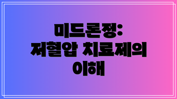미드론정: 저혈압 치료제의 이해
