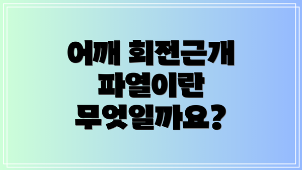 어깨 회전근개 파열이란 무엇일까요?