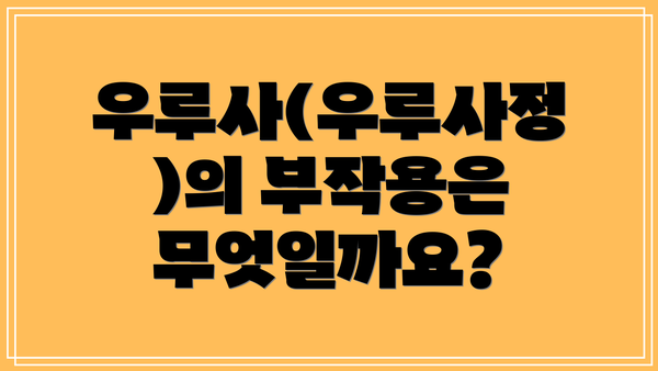 우루사(우루사정)의 부작용은 무엇일까요?
