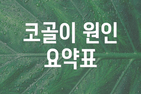 코골이 원인 요약표