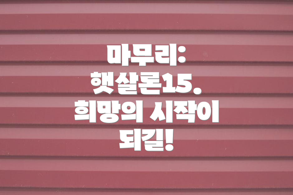 마무리: 햇살론15. 희망의 시작이 되길!