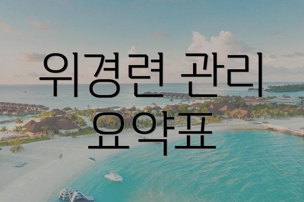 위경련 관리 요약표