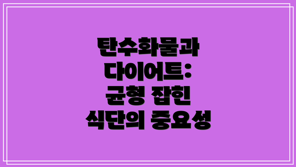 탄수화물과 다이어트:  균형 잡힌 식단의 중요성