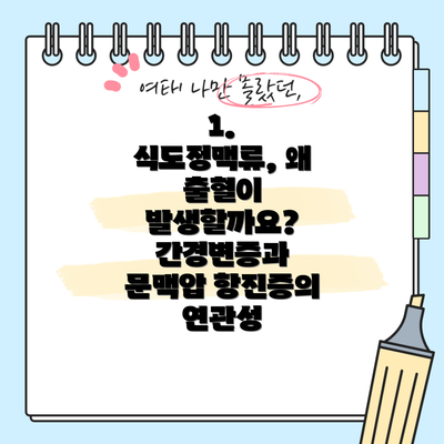 1. 식도정맥류, 왜 출혈이 발생할까요? 간경변증과 문맥압 항진증의 연관성