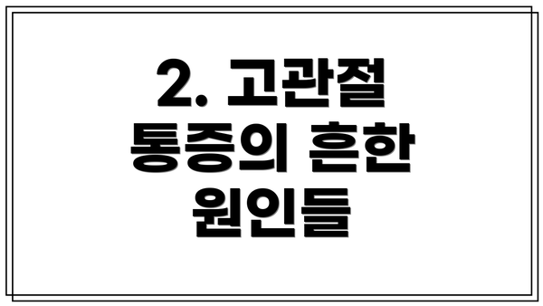 2. 고관절 통증의 흔한 원인들