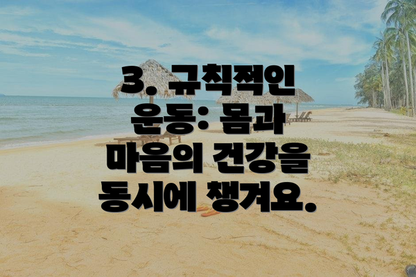 3. 규칙적인 운동: 몸과 마음의 건강을 동시에 챙겨요.
