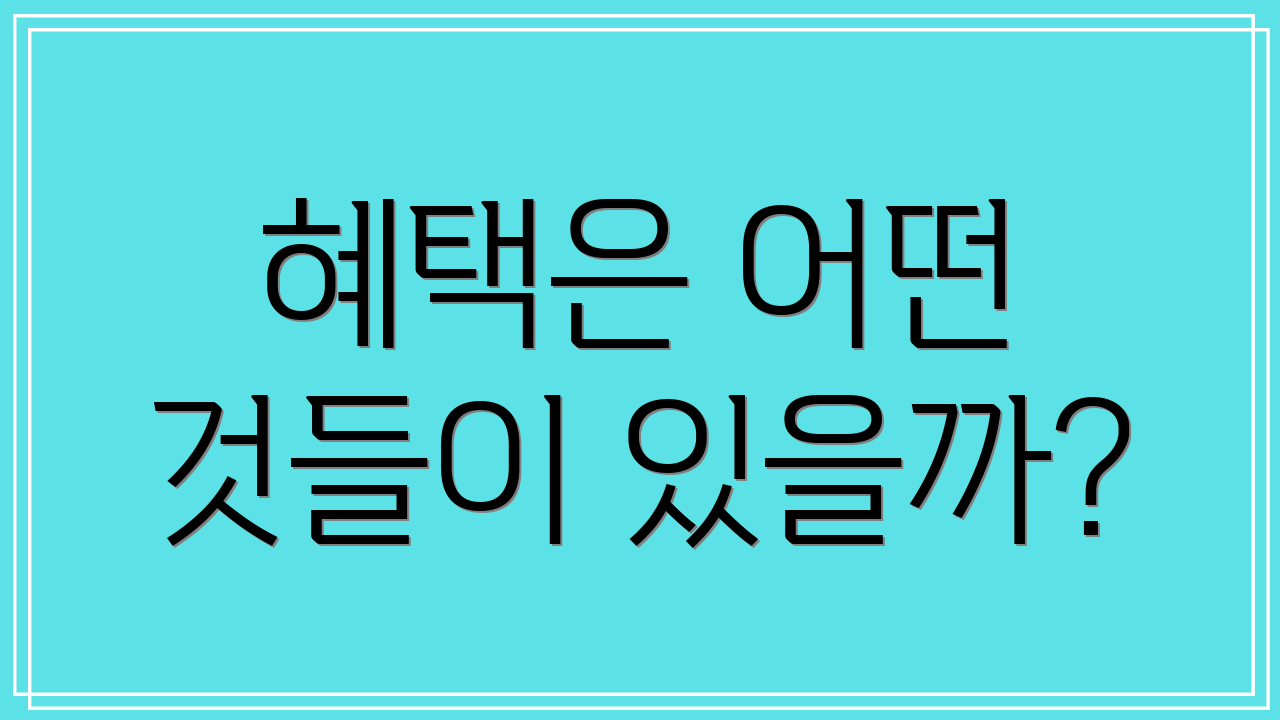 혜택은 어떤 것들이 있을까?