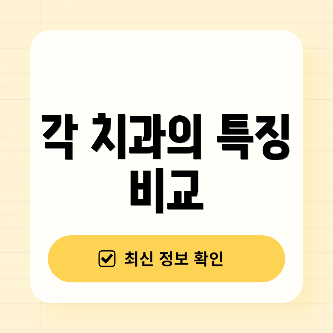 각 치과의 특징 비교