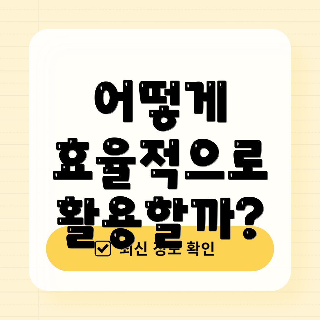 어떻게 효율적으로 활용할까?