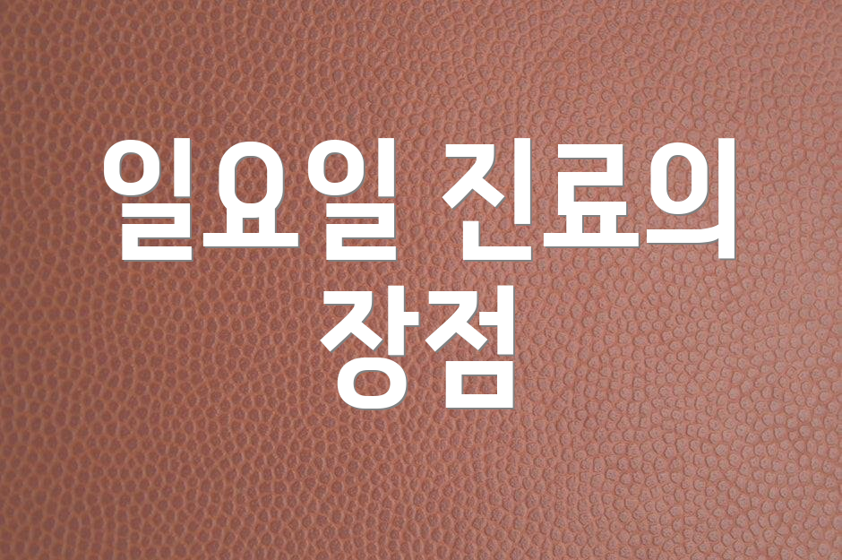 일요일 진료의 장점