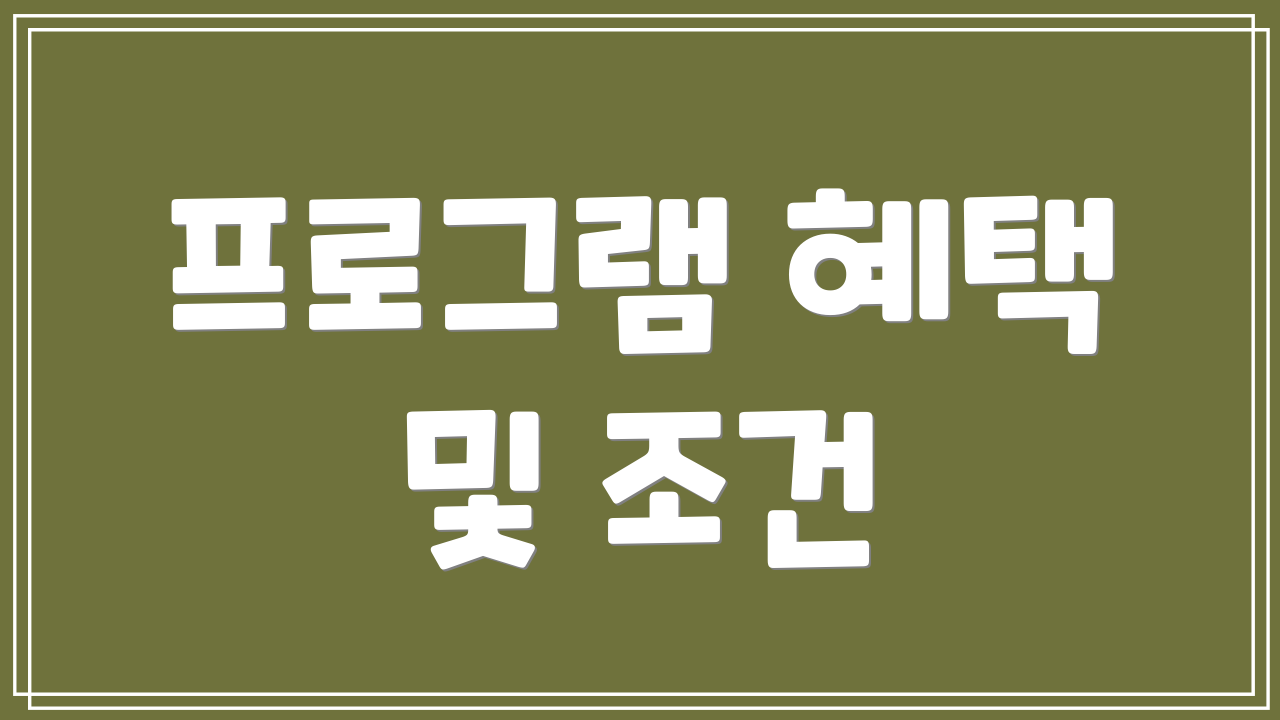 프로그램 혜택 및 조건