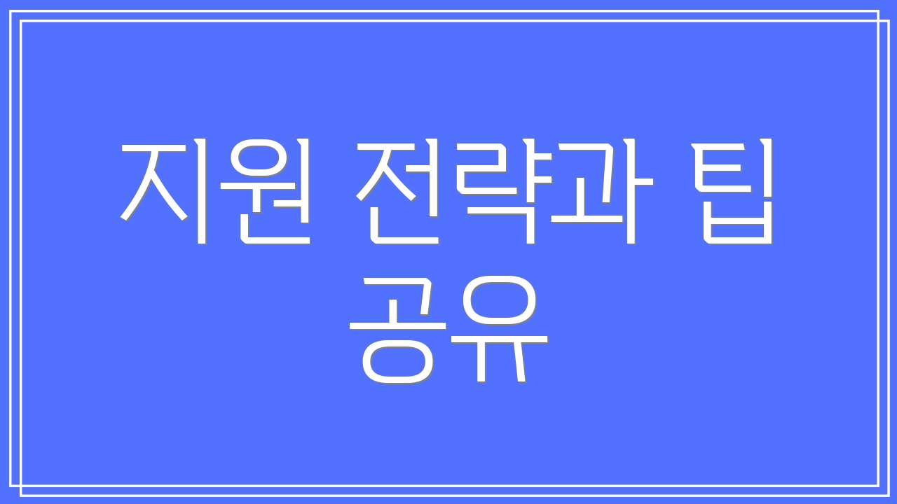 지원 전략과 팁 공유