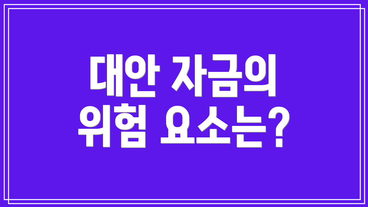 대안 자금의 위험 요소는?