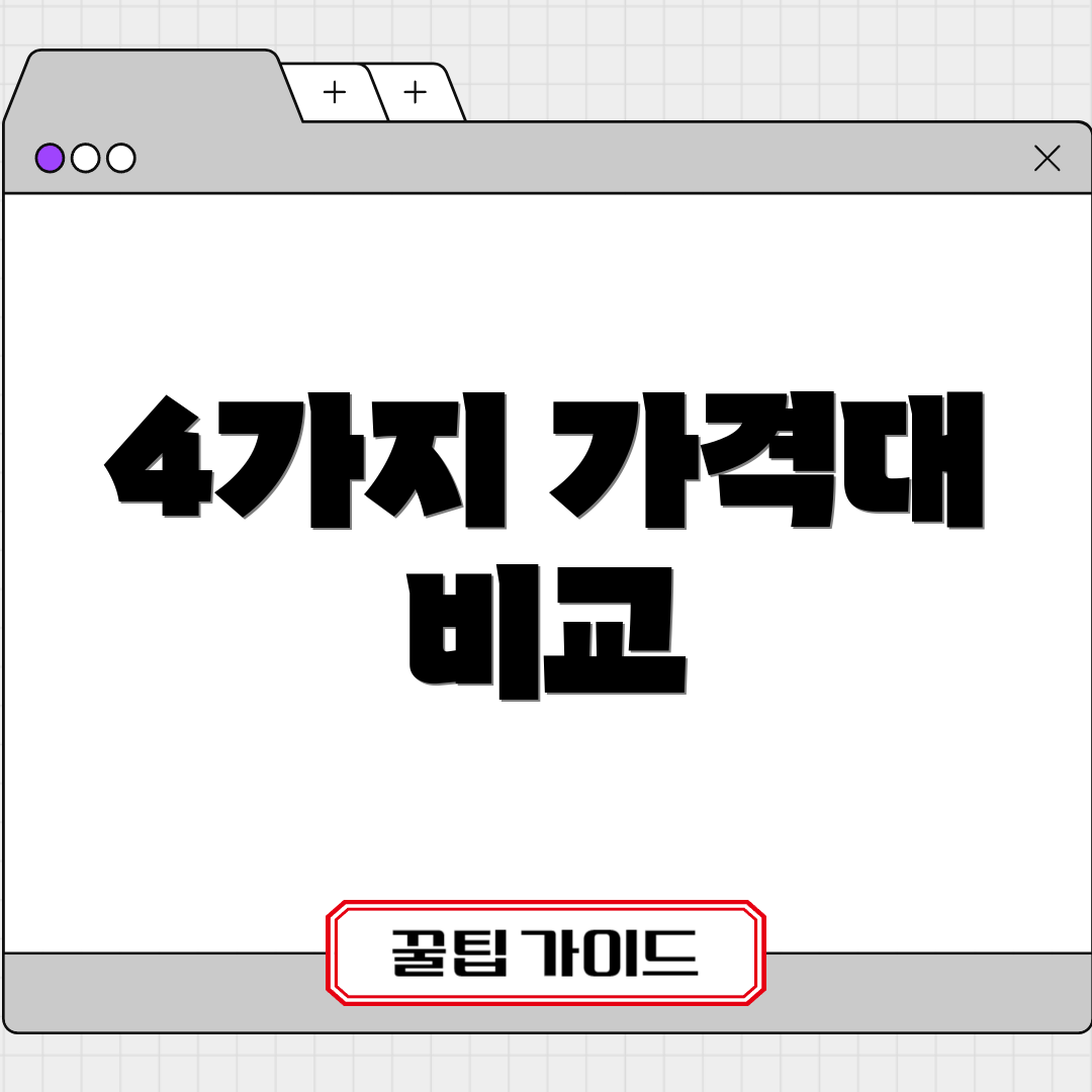 4가지 가격대 비교