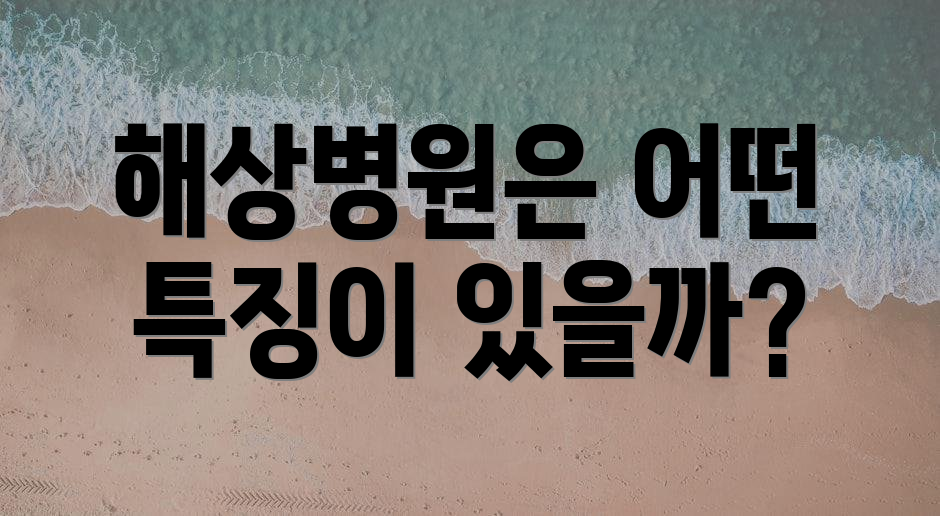 해상병원은 어떤 특징이 있을까?