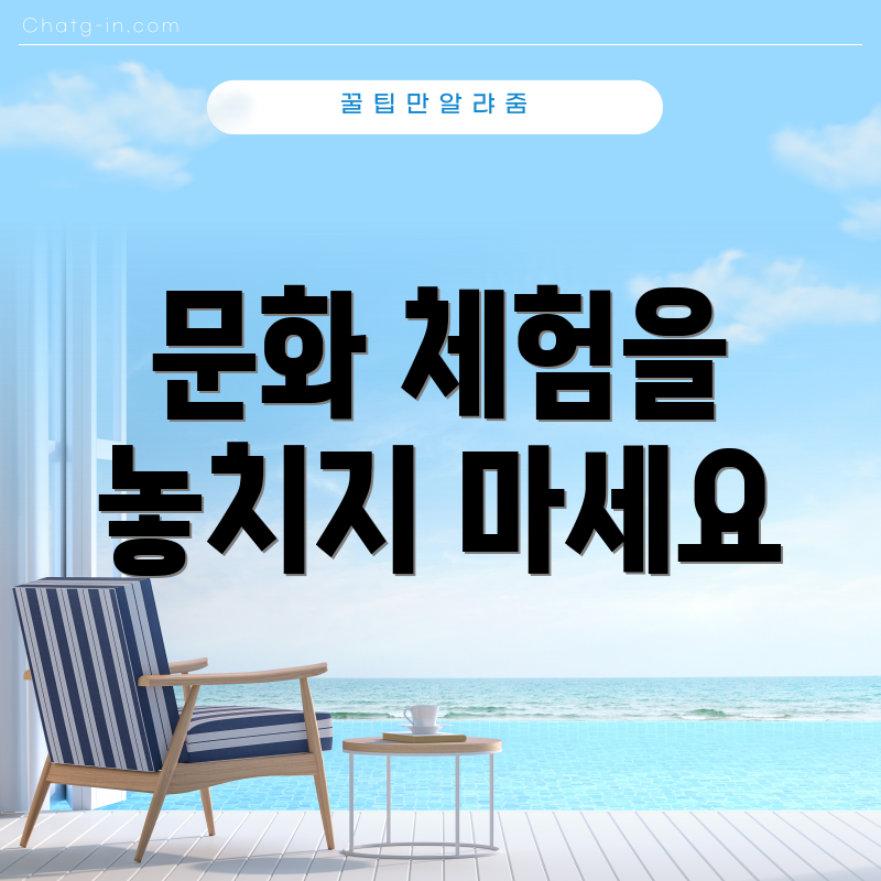 문화 체험을 놓치지 마세요