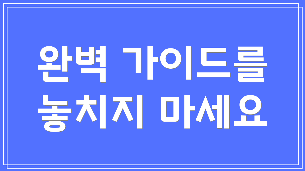완벽 가이드를 놓치지 마세요