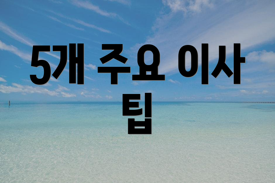 5개 주요 이사 팁