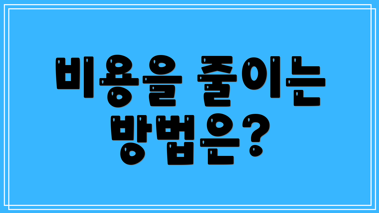 비용을 줄이는 방법은?