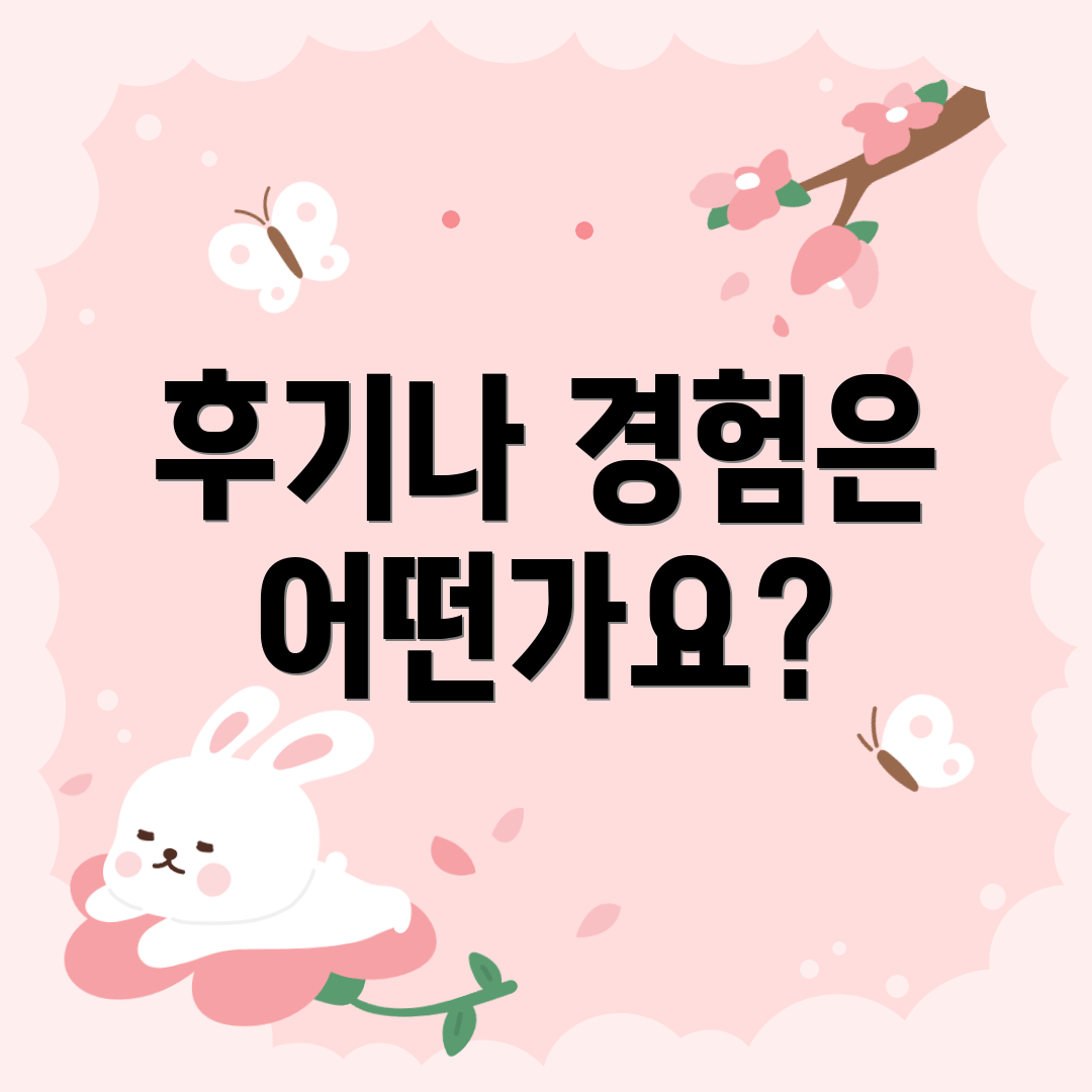 후기나 경험은 어떤가요?