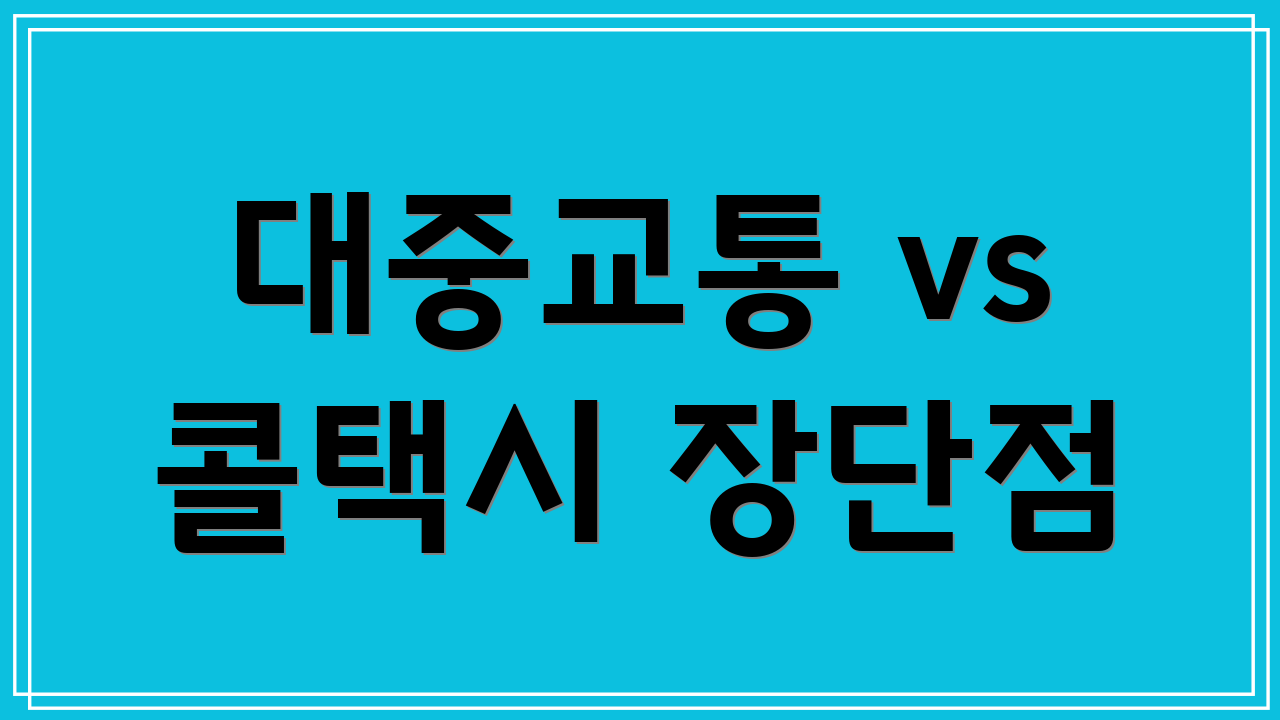 대중교통 vs 콜택시 장단점