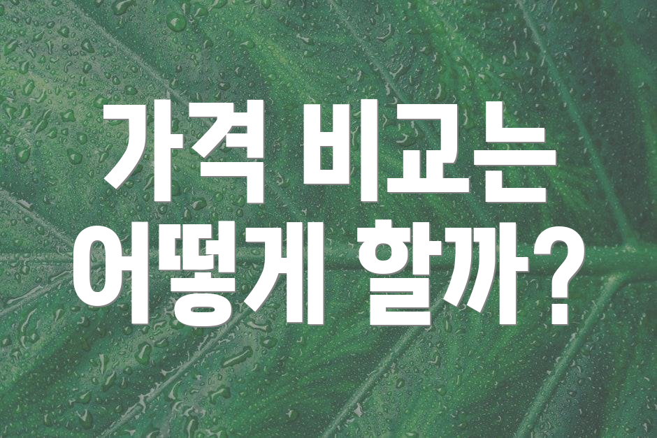 가격 비교는 어떻게 할까?