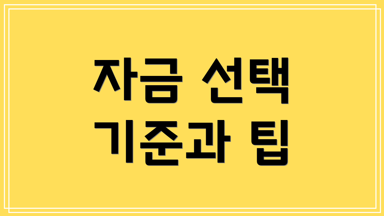 자금 선택 기준과 팁