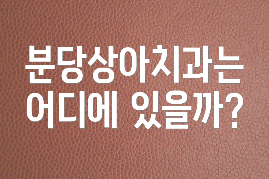 분당상아치과는 어디에 있을까?