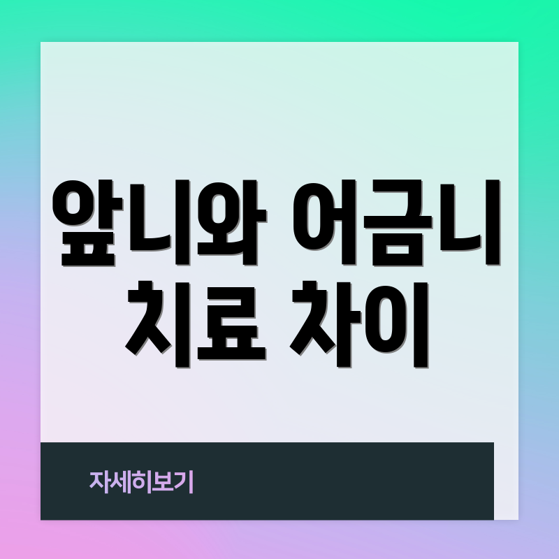 앞니와 어금니 치료 차이