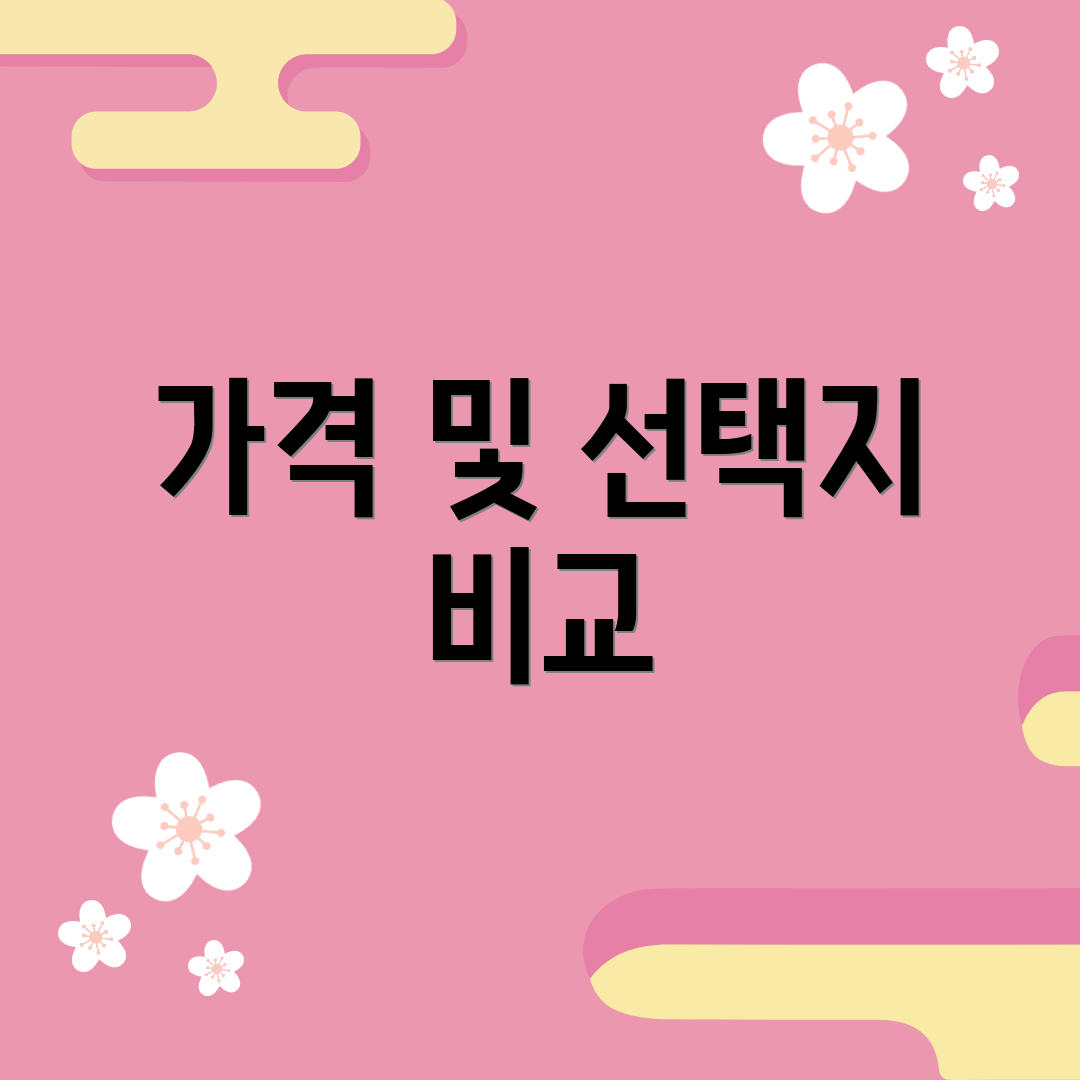 가격 및 선택지 비교