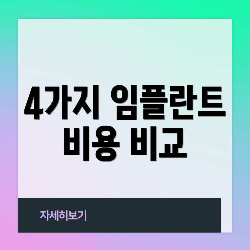 4가지 임플란트 비용 비교