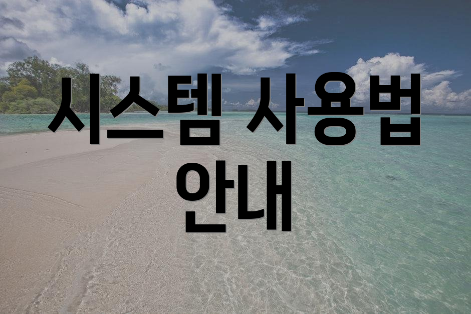 시스템 사용법 안내