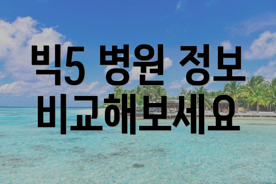 빅5 병원 정보 비교해보세요