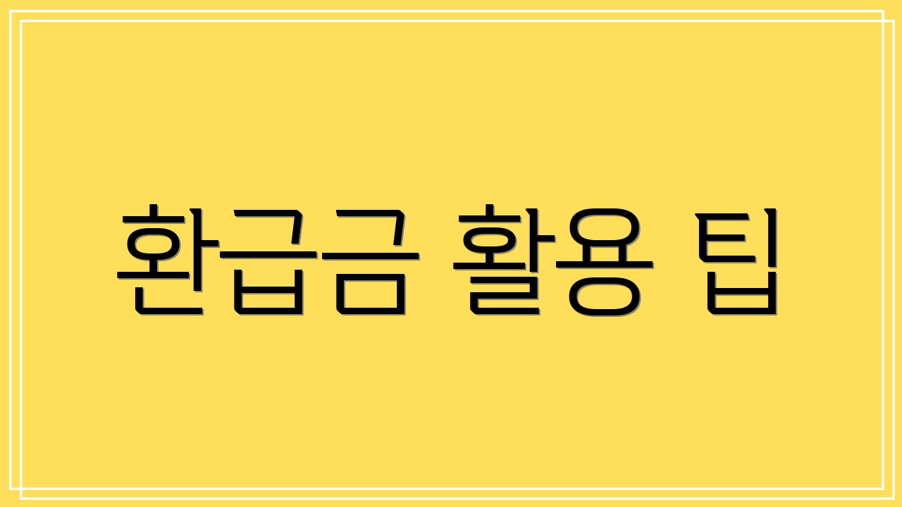 환급금 활용 팁