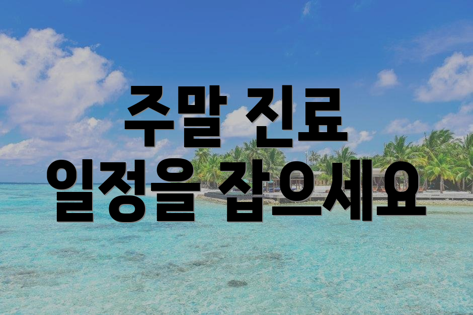 주말 진료 일정을 잡으세요