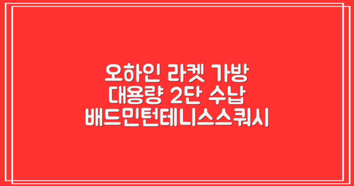 오하인 배드민턴 테니스 스쿼시 2단 대용량 라켓 가방, 블랙, 1개 추천 리뷰